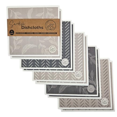 Clean Bliss Reusable Eco-Friendly Swedish Dishcloth (10 Pack)